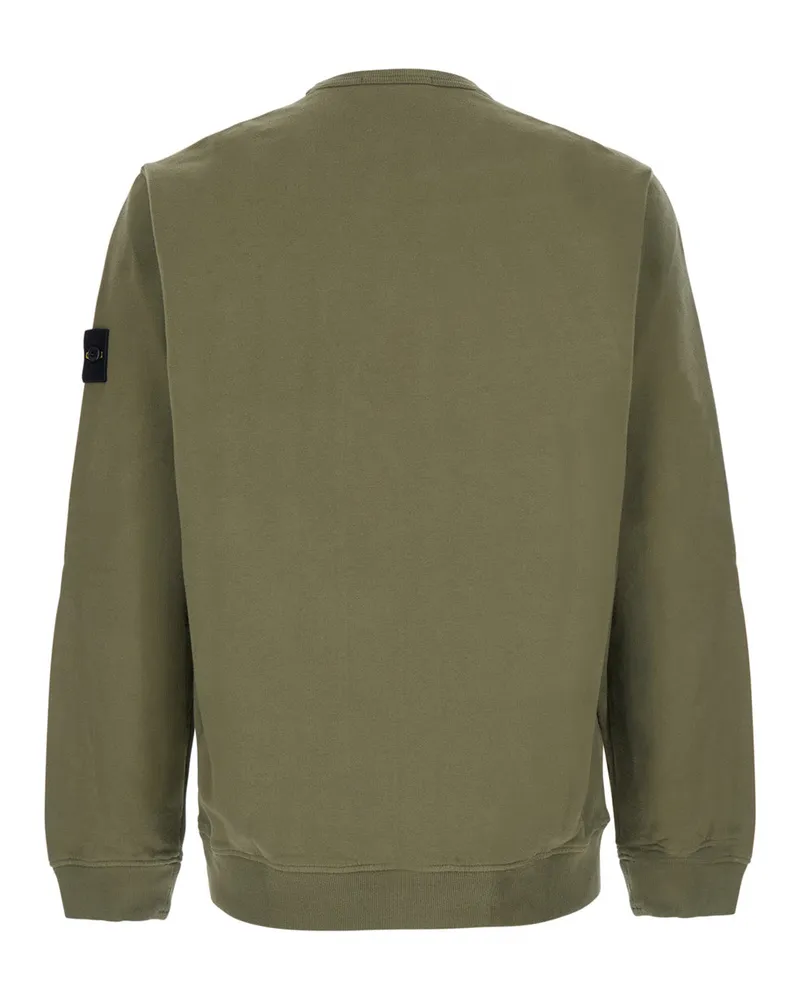 Stone Island Men's Hooded Zip-Up Sweatshirt Green Cotton Sweatshirts Sweater Green