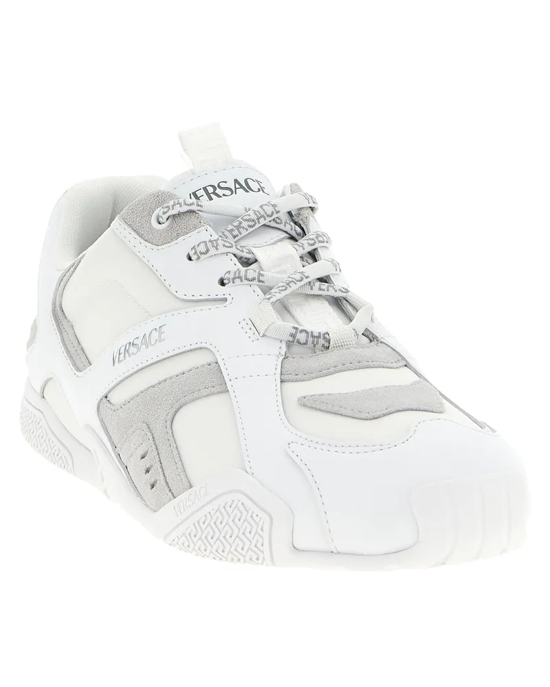 Versace Men's White Calfskin Athletic Sneakers White