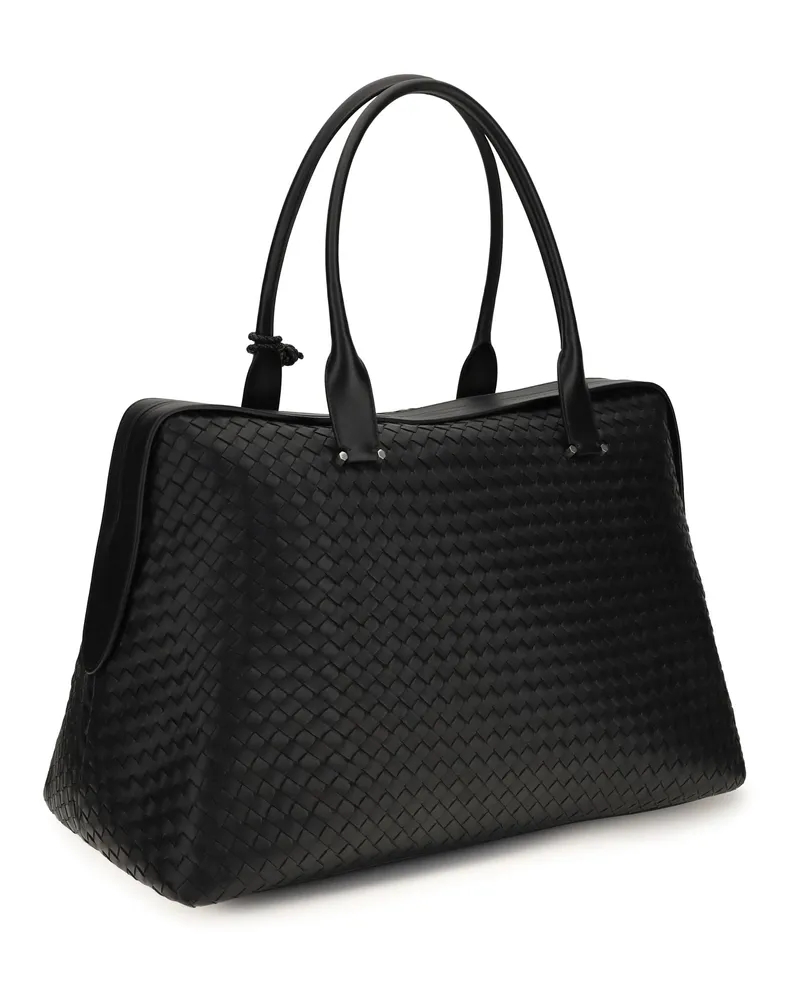 Bottega Veneta Men's Duffels Travel Bag Nappa Black-Silver Lamb Leather Shoulder Black/silver Black