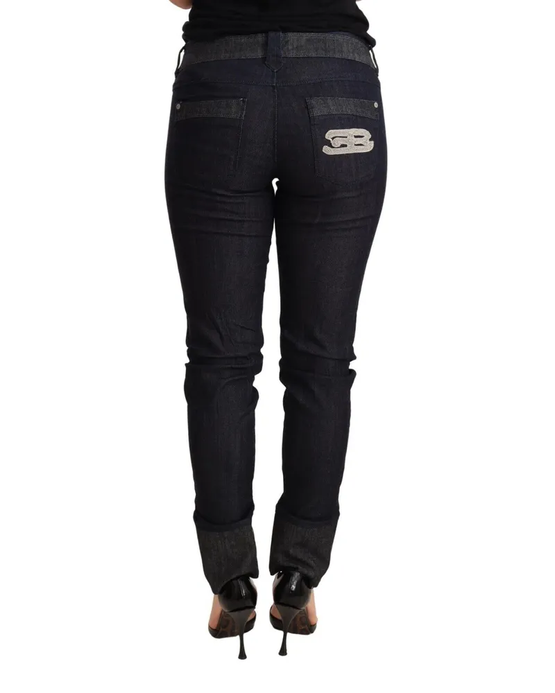Ermanno Scervino Women's Blue Skinny Folded Hem Denim Trouser Cotton Jeans Navy