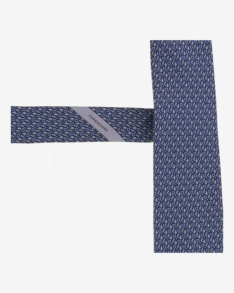 Ferragamo Men's Tie Navy Silk Ties & Bow Navy