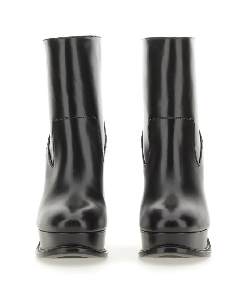 Alexander McQueen Slip-On Leather Platform Boot — Black Black