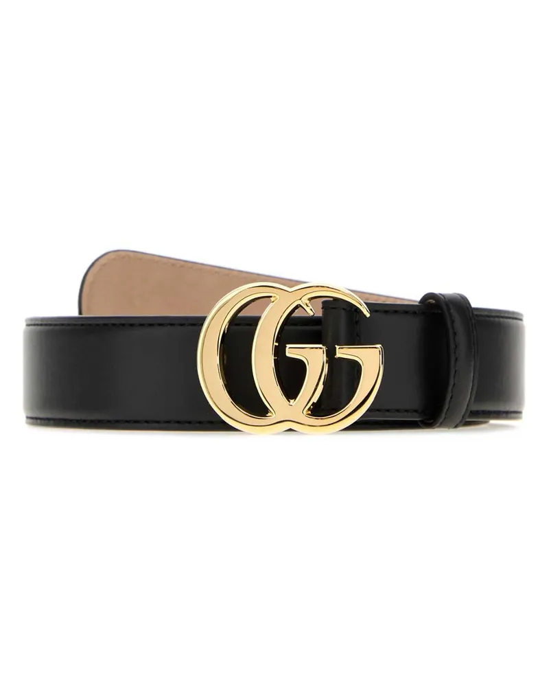 Gucci Women's Double G Buckle Leather Belt Black Black
