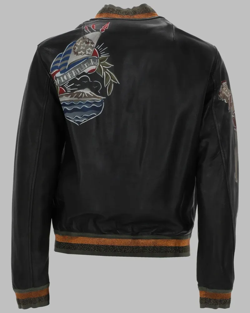 Mr & Mrs Italy Full-Grain Leather Jacket — Black Black