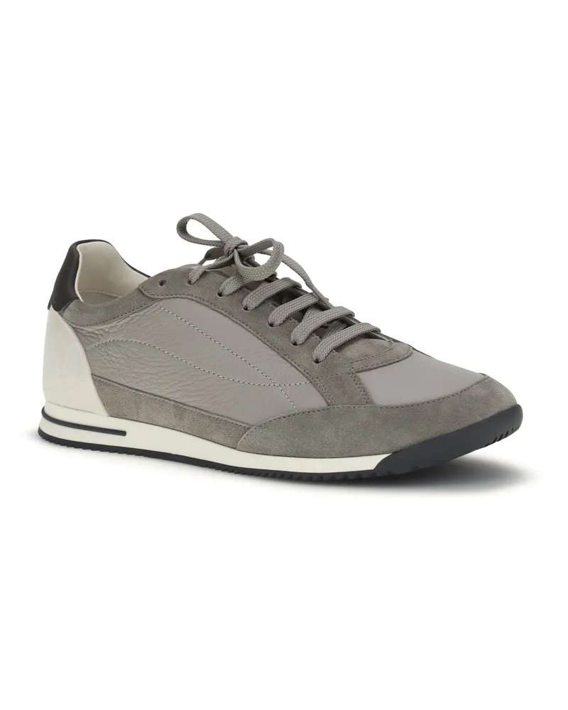 Brunello Cucinelli Leather & Suede Colorblock Sneaker — Gray Gray