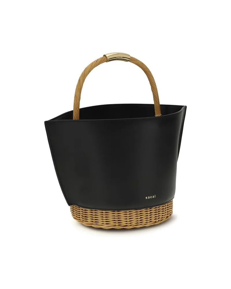 Sacai Women's Black Calf Leather Bos Taurus Shoulder Bag Black