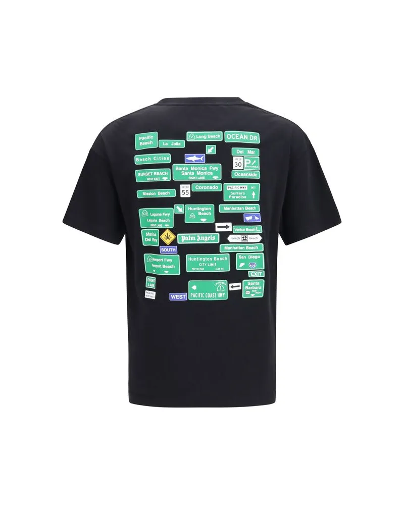 Palm Angels Logo-Print Cotton T-Shirt — Black Black