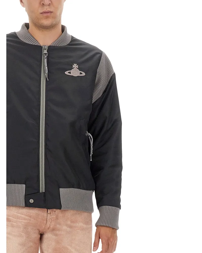 Vivienne Westwood Logo-Embroidered Polyamide Bomber Jacket — Black Black