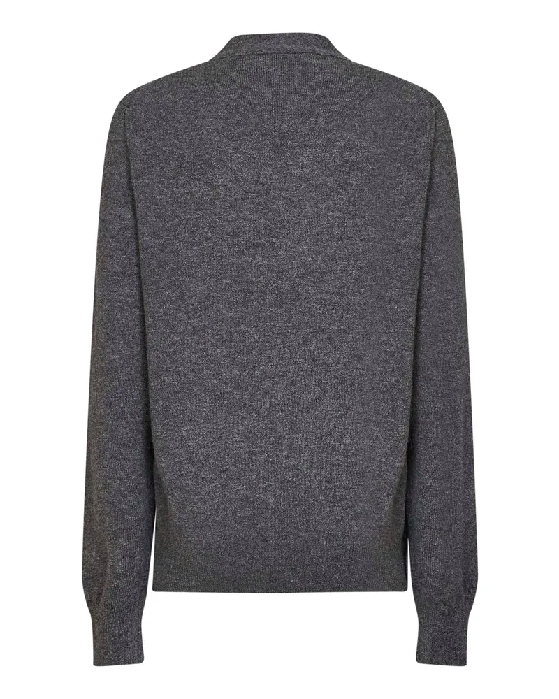 Comme des Garçons Women's Cardigan Grey Wool With Red Heart Emblem Cardigans Sweater Gray