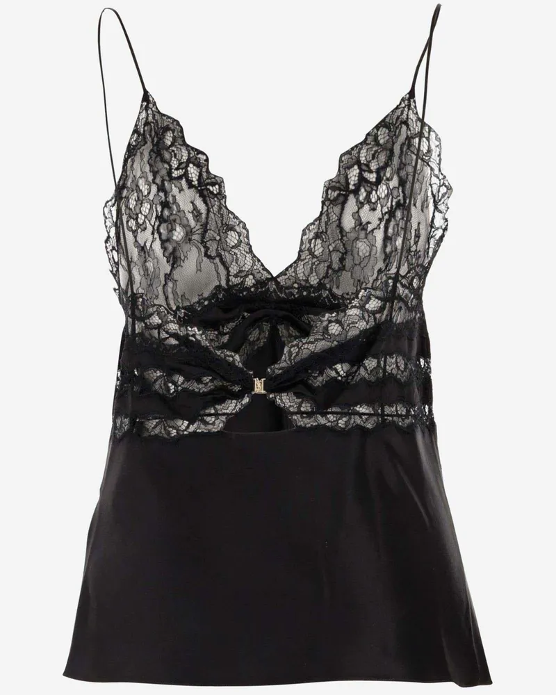 Saint Laurent Women's Fluid Viscose Blend Top Black Polyamide Tops Black