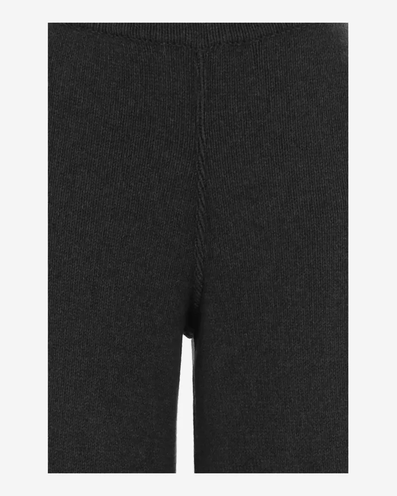 Bruno Manetti Women's Wool And Cashmere Knit Pants Black Virgin Trousers Black