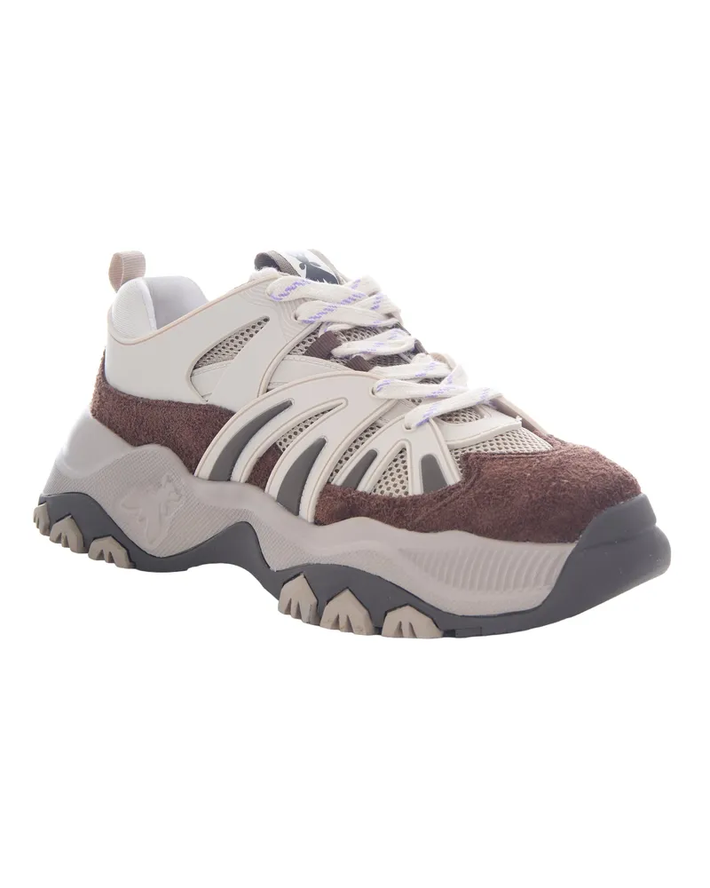 Patrizia Pepe Panelled Leather Sneaker — Brown Brown