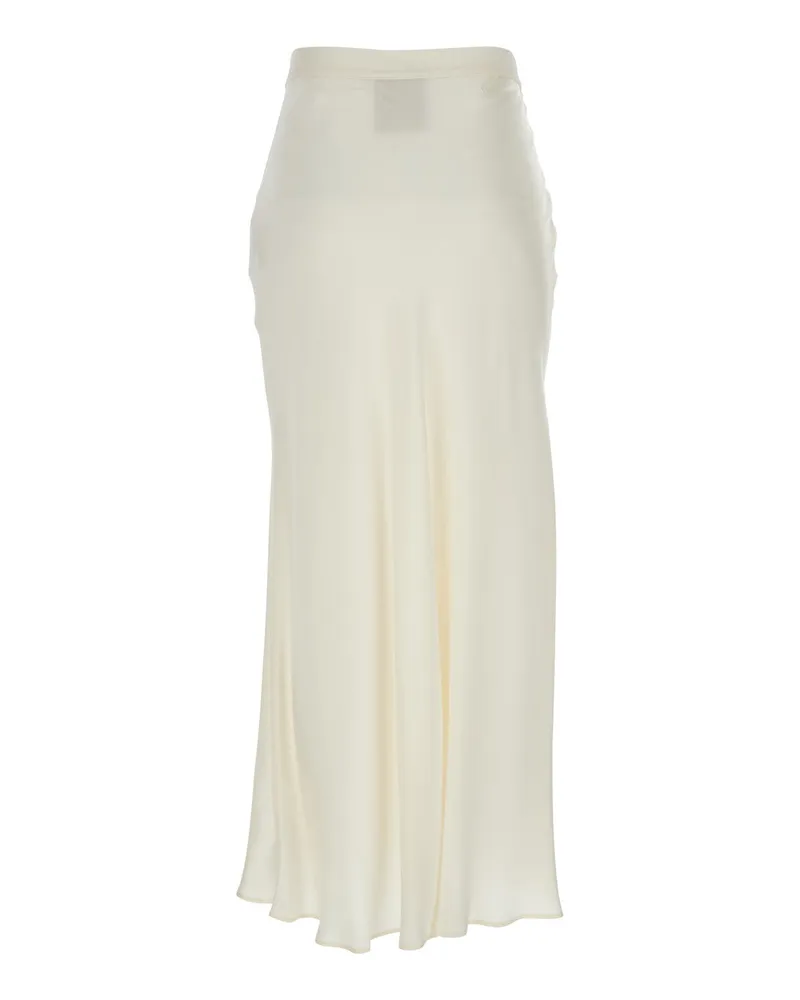 Semicouture Women's White Skirt With Wrap Design Silk Blend Acetate White