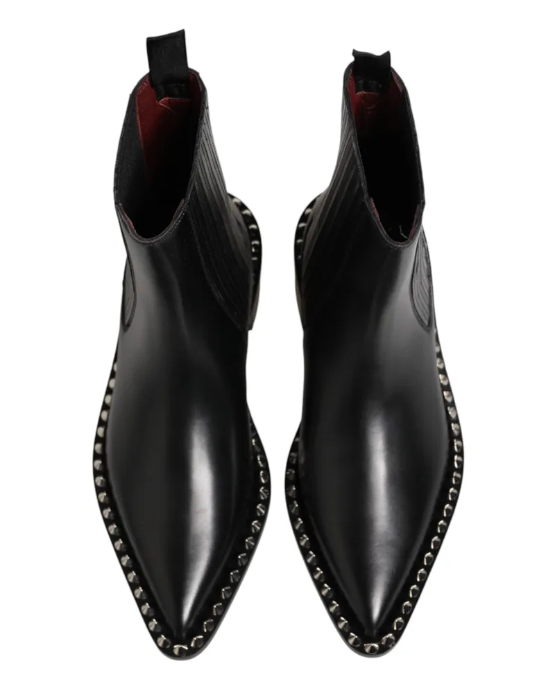 Dolce & Gabbana Men's Black Studded Chelsea Short Ankle Boots Shoes Pl+vi+66lf Black