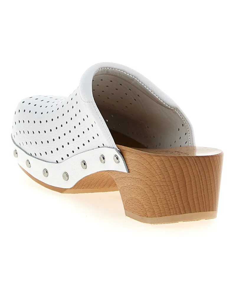 Balenciaga Perforated Calfskin Clog — White White