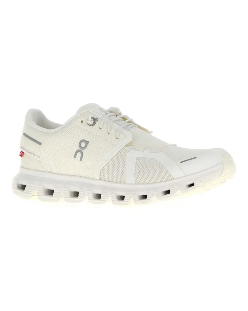 ON Women's White Mesh Cloud 6 Sneakers Whitewhite White