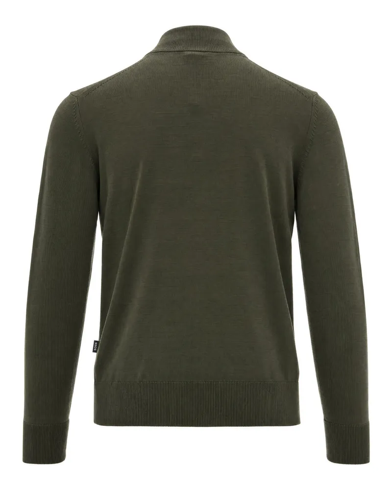 HUGO BOSS Merino Wool Zip-Up Sweater — Green Green