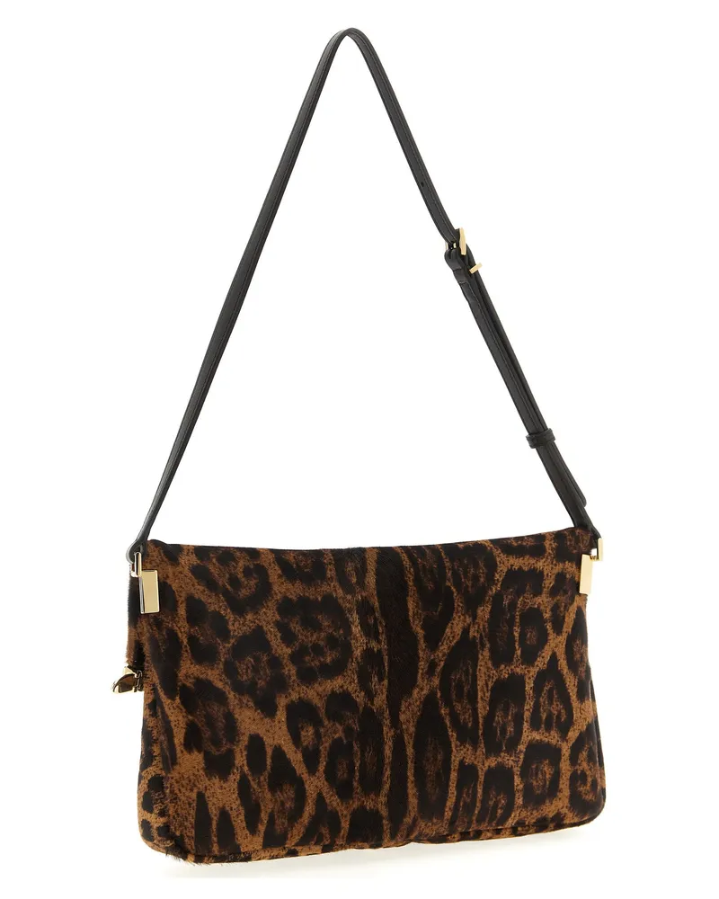 TOD'S Leopard Print Calf Hair Shoulder Bag — Brown Brown