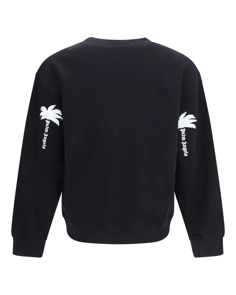 Palm Angels Logo-Embroidered Cotton Sweatshirt — Black Black
