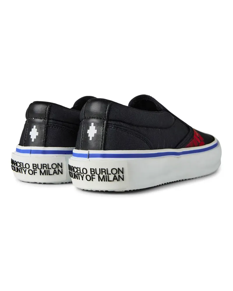 Marcelo Burlon | County of Milan Men's Icon Wings Logo Slip-On Sneakers Black Rubber Sole Black