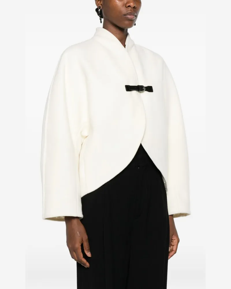 forte_forte Wool Blend Cropped Coat — Cream Cream