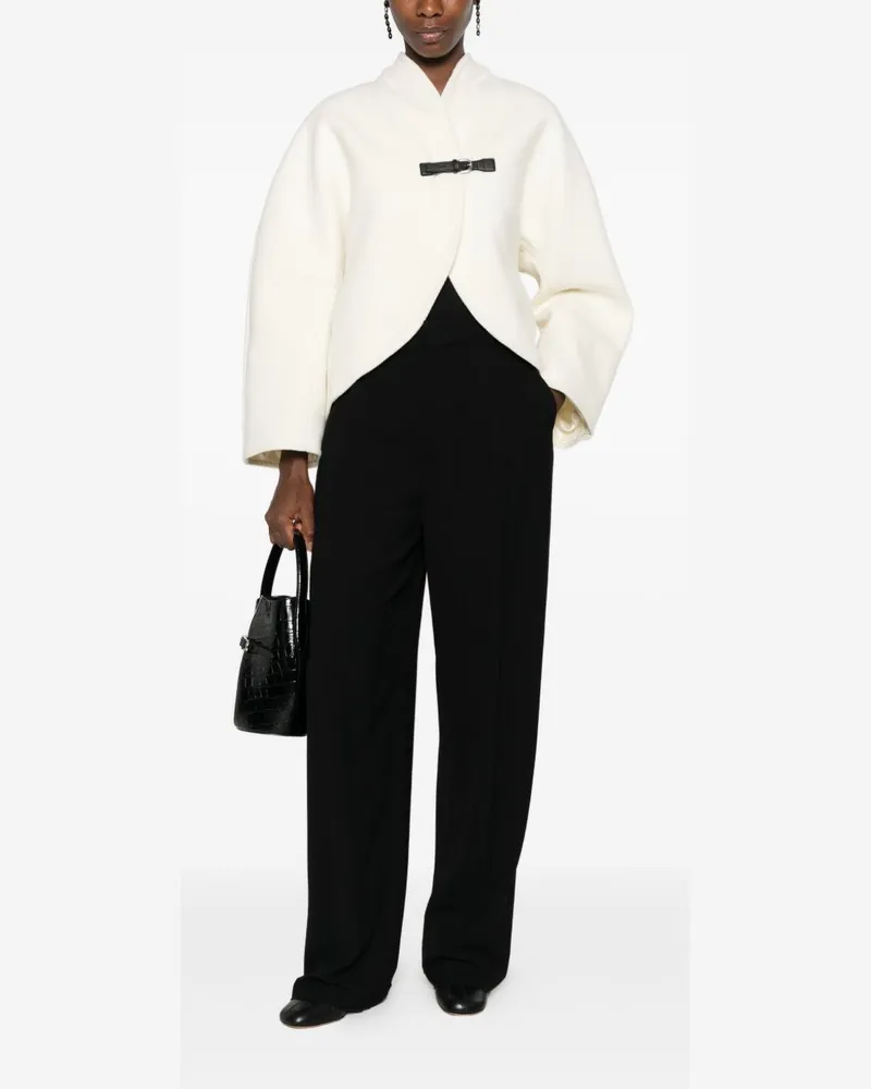 forte_forte Wool Blend Cropped Coat — Cream Cream