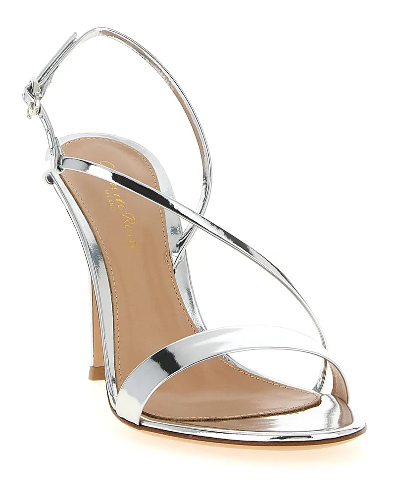 Gianvito Rossi Women's Silver Calfskin Stiletto Heel Sandals Silver