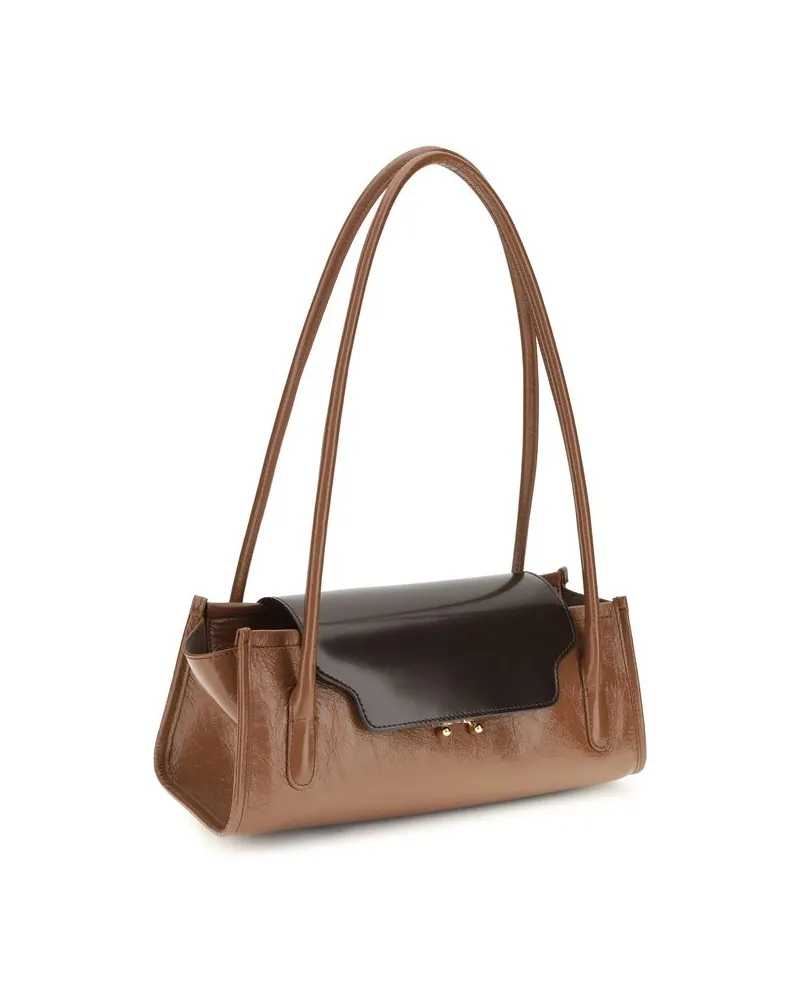 Marni Calfskin Leather Shoulder Bag — Brown Brown