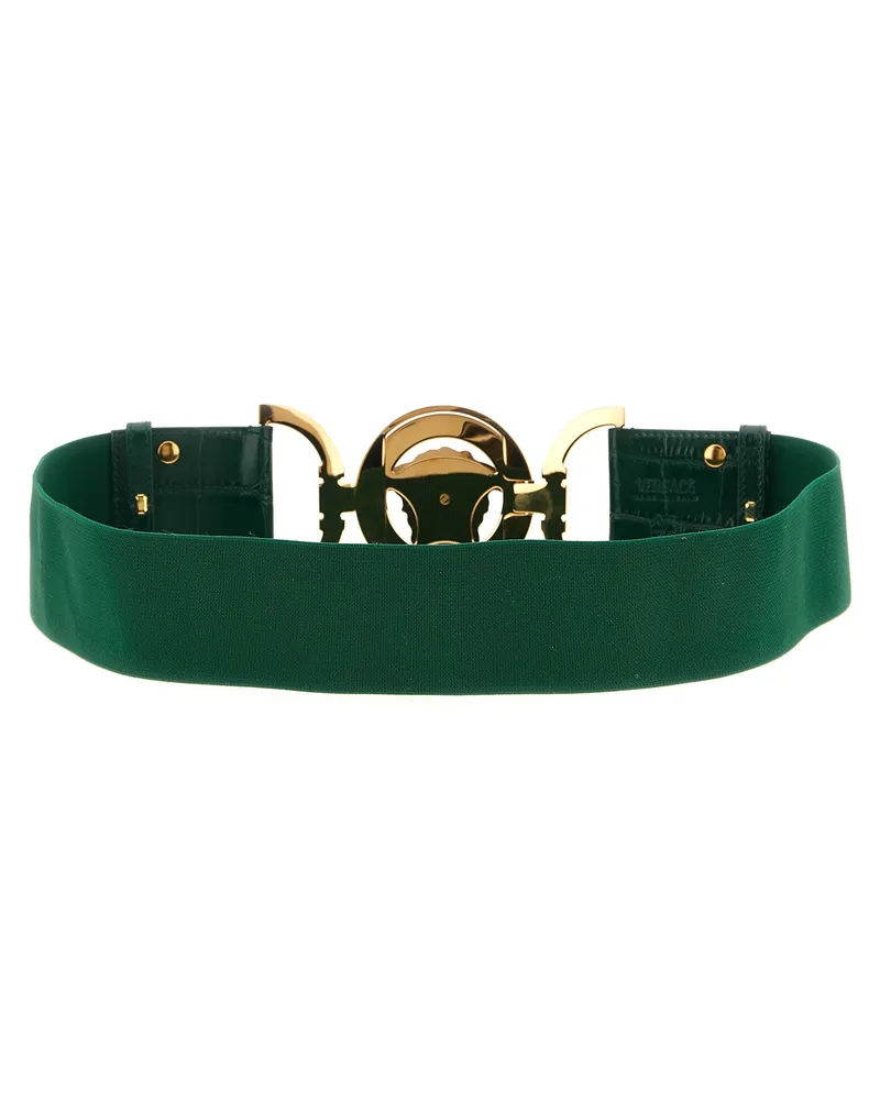 Versace Women's Bicolor Calfskin Regular Belt Green