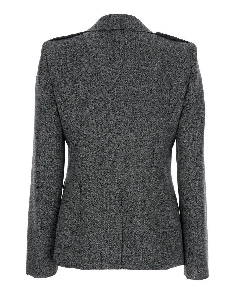 Alexander McQueen Women's Grey Wool Jacket With Wide Notched Revers Blazers Gray