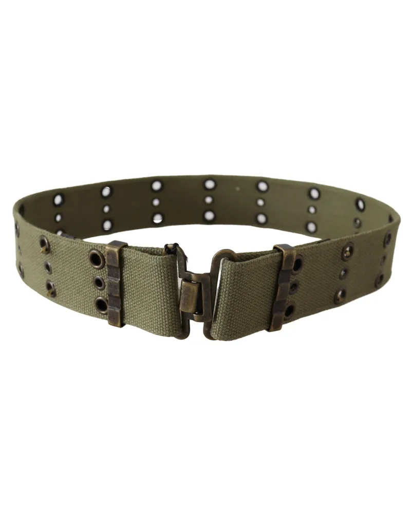Ermanno Scervino Women's Green Cotton Rustic Bronze Buckle Belt Green