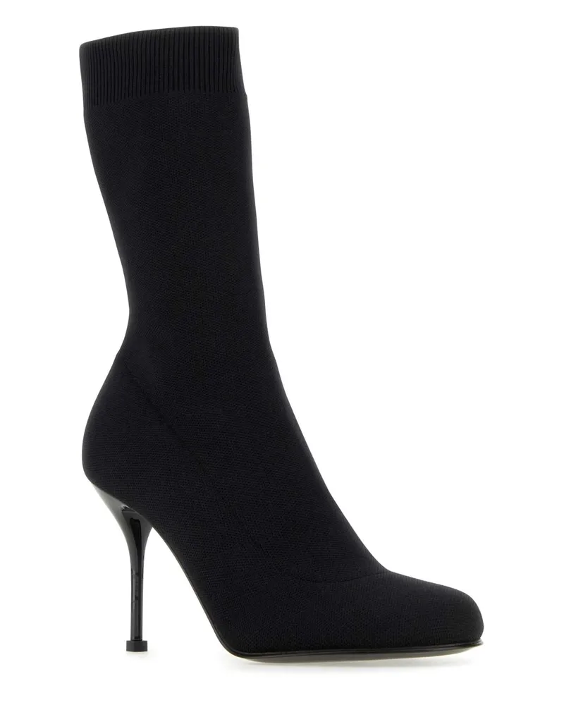 Alexander McQueen Women's Black Stretch Nylon Ankle Boots Stivali Black