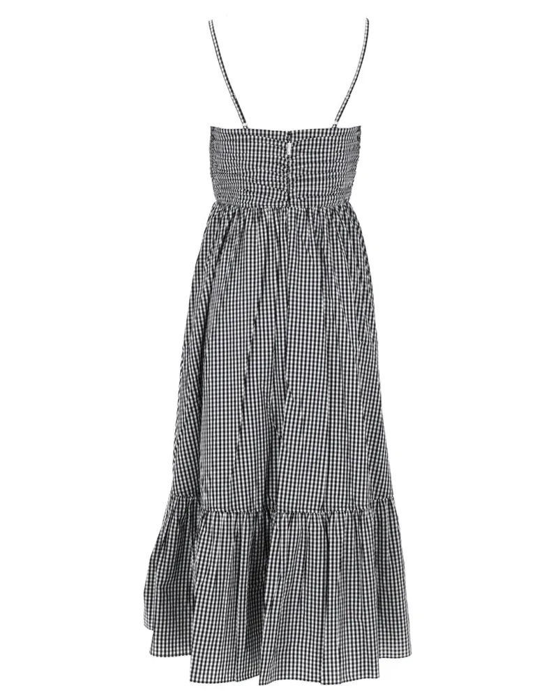 Michael Kors Checked Cotton Midi Dress — Black Black