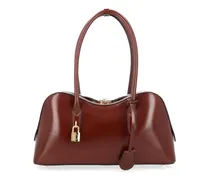 Structured Vegan Leather Shoulder Bag — Red
