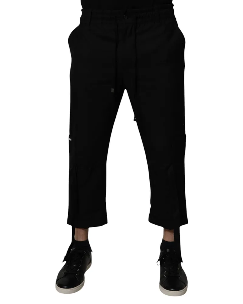 Dolce & Gabbana Black Polyester Men Cropped Pants Virgin Wool Black