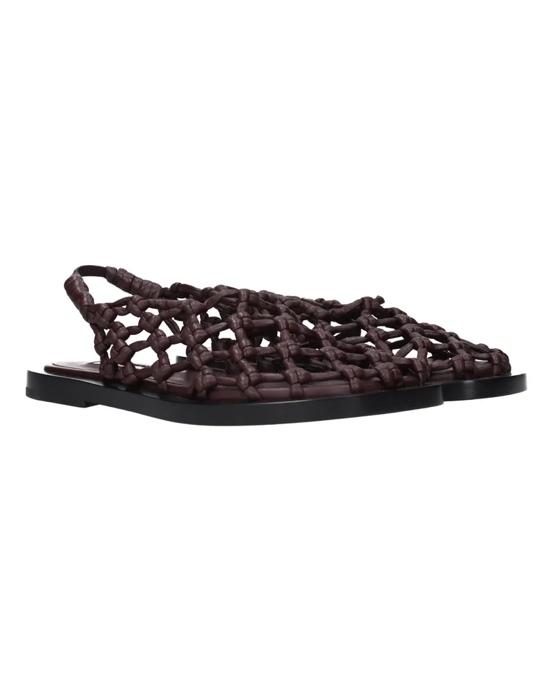 Jil Sander Leather Woven Sandals — Brown Brown