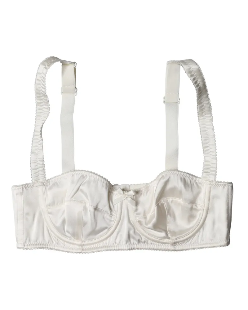 Dolce & Gabbana Women White Silk Satin Underwire Bra Semi Pad Underwear Elastane Clothing White