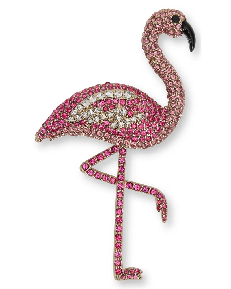Max Mara Women's Brooch Flamingo Rhinestone Metal Brooches & Pins Pink