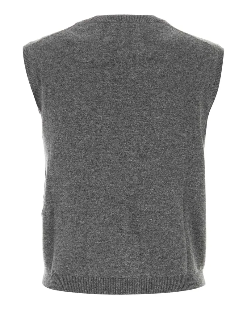 Ferragamo Women Grey Stretch Cashmere Blend Vest Grigiomelange Ws-Pa-Ea Maglieria Sweater Gray