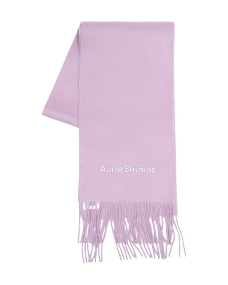 Acne Studios Logo-Embroidered Wool Scarf — Pink Pink