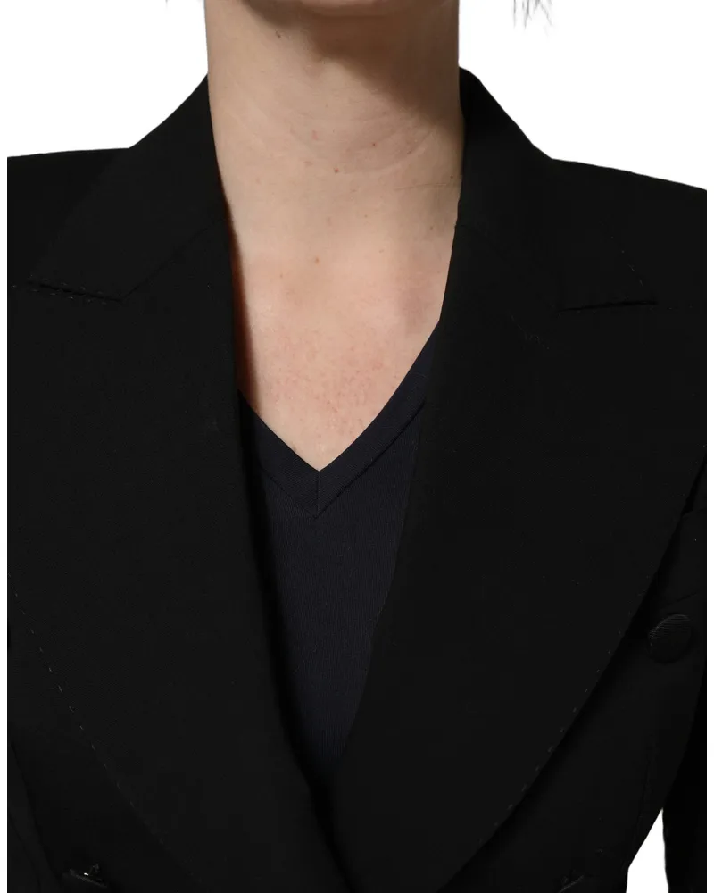 Dolce & Gabbana Women's Black Wool Doublebreasted Lace Sleeve Jacket Clothing Black