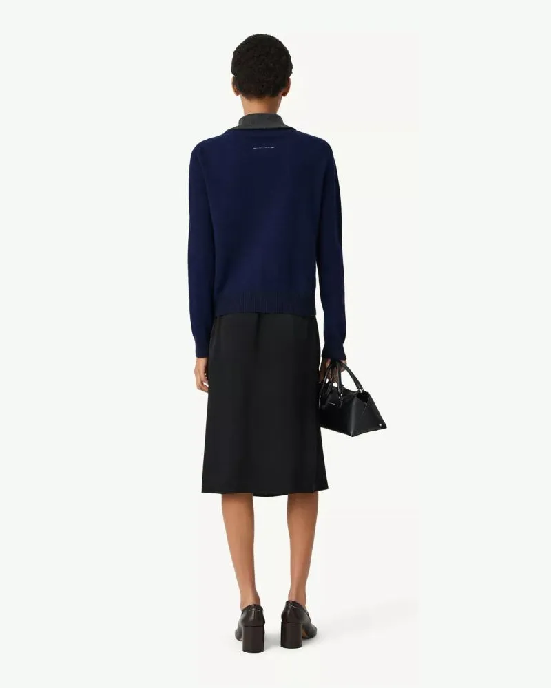 Maison Margiela Half-Zip Wool Sweater — Navy Navy