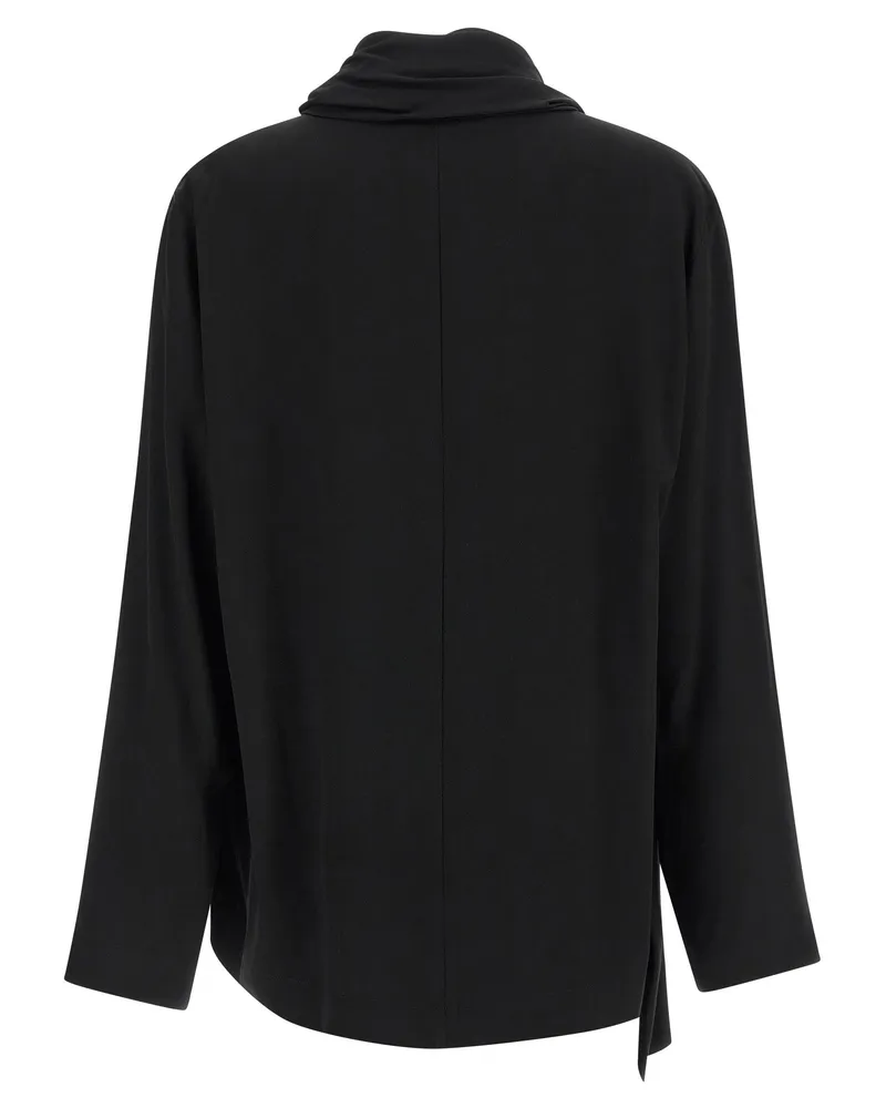 NUDE Asymmetrical Draped Blouse — Black Black