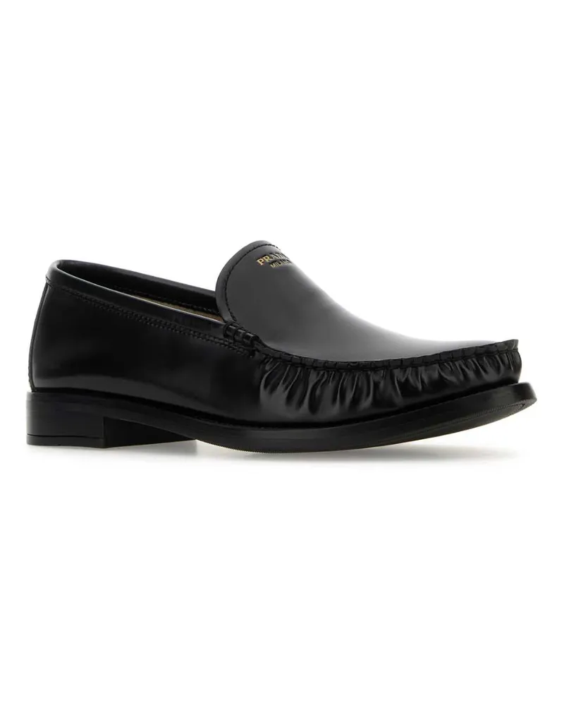 Prada Women's Black Leather Loafers Nero Vitello Mocassini Black