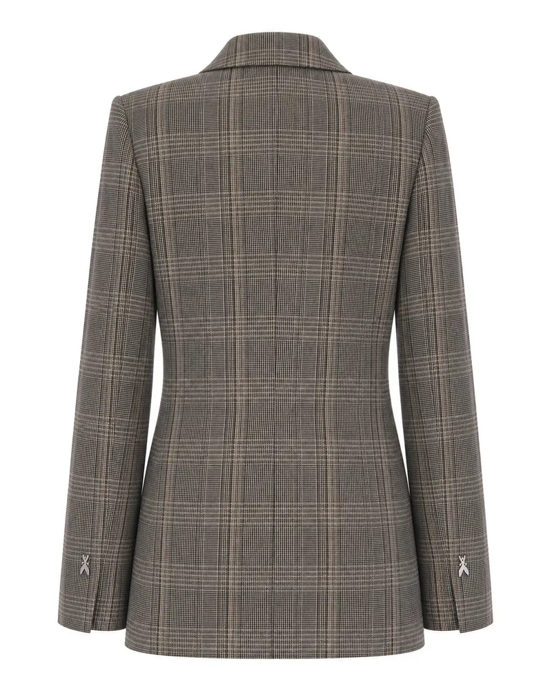 Patrizia Pepe Women's Double-Breasted Blazer Brown Check Main Fabric: Elastane Jacket Gray