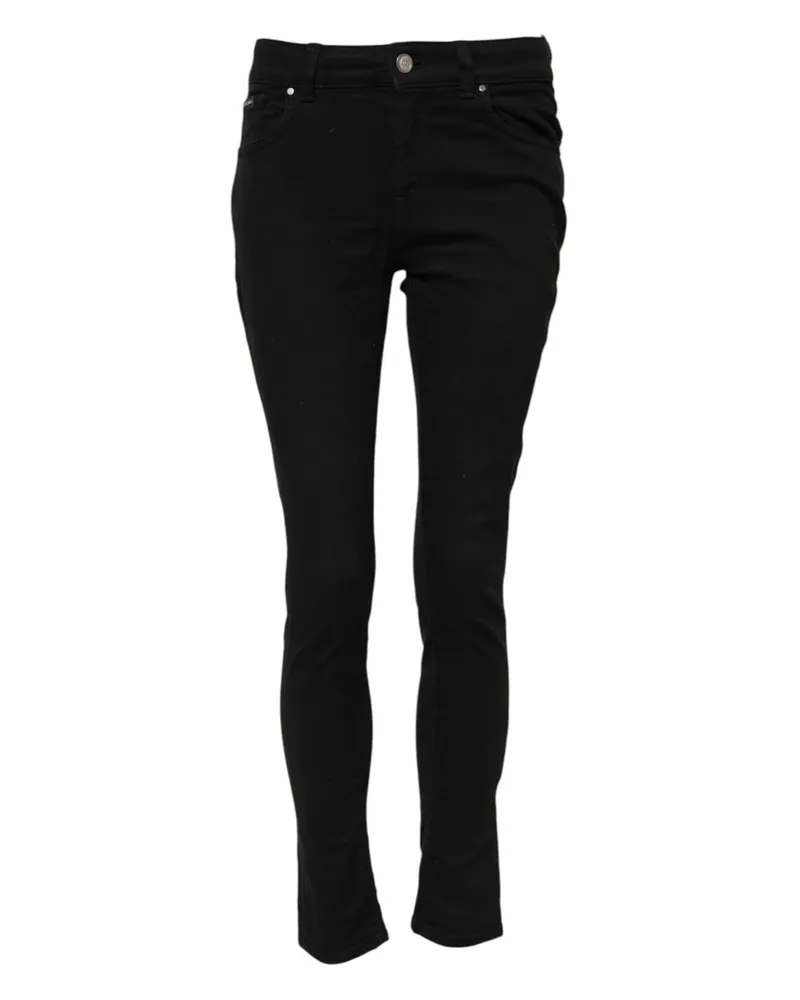 Dolce & Gabbana Women's Black Cotton Skinny Mid Waist Denim Jeans Elastane Clothing Black