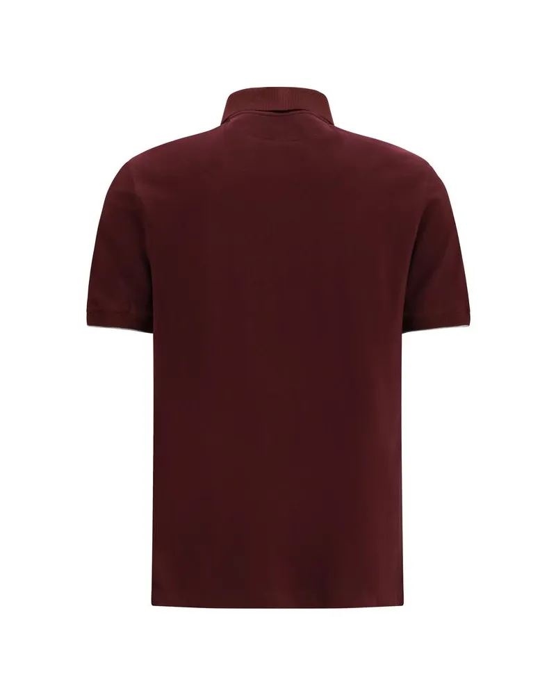 Brunello Cucinelli Men's Bordeaux Cotton Polo Shirt Bordeaux
