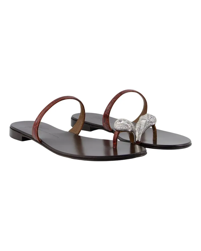 Giuseppe Zanotti Women's Morpheus Sandals -  Leather Brown Calfskin Shoes Flat-Shoes Brown