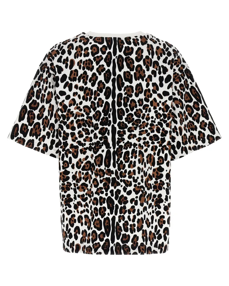 Dolce & Gabbana Leopard Print Logo Plaque T-shirt — Multi White
