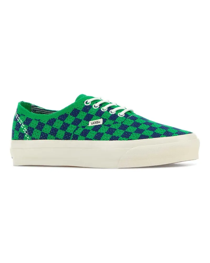 Vans Unisex Embroidered Canvas Lx Authentic Sneakers Punkcheckgreennavy Green
